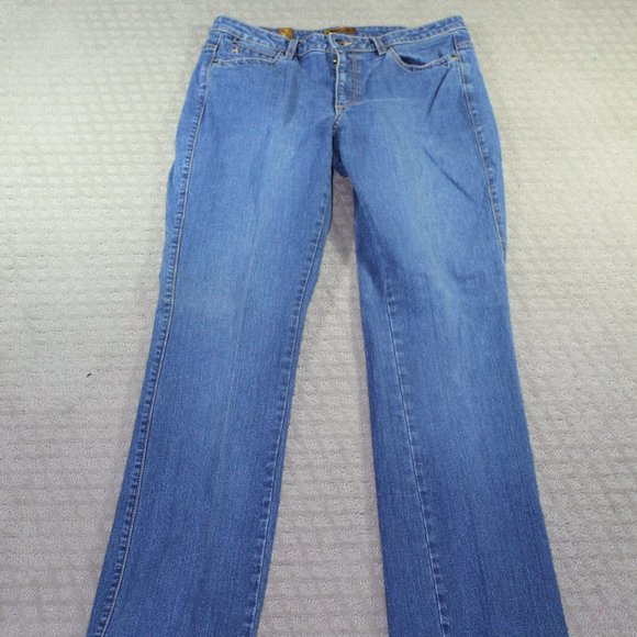 Aura Mid Rise Straight Leg Blue Jeans - Picture 1 of 5
